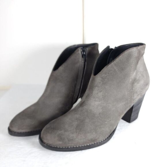 Paul Green Women's Delgado Uk5,5 US 8 Gray Suede Side Zip Ankle Booties Boots - Picture 1 of 15